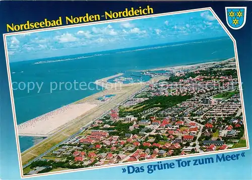 Norden Norddeich Ostfriesland Fliegeraufnahme mit Strand Hafen Kat. Norden