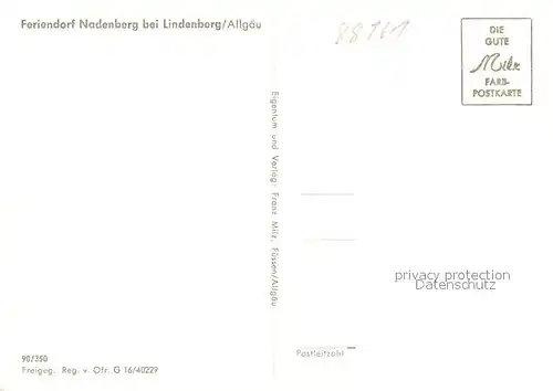Nadenberg Allgaeu Fliegeraufnahme bei Lindenberg Kat. Lindenberg i.Allgaeu