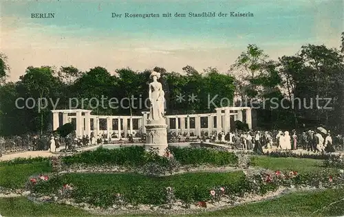 Berlin Rosengarten mit Standbild der Kaiserin Statue Denkmal Kat. Berlin