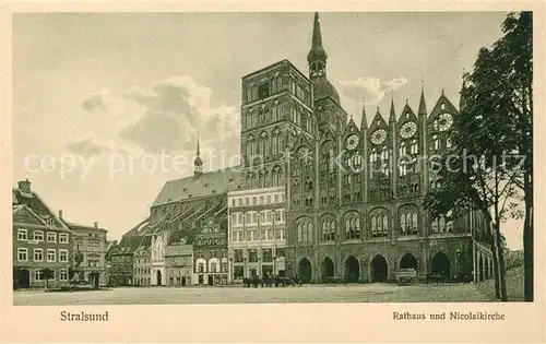 Stralsund Mecklenburg Vorpommern Rathaus und Nicolaikirche Kat. Stralsund
