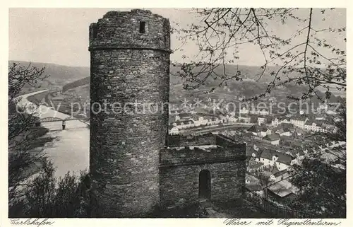 Carlshafen Weser mit Hugenottenturm Kat. Bad Karlshafen