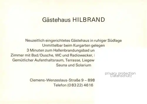 AK / Ansichtskarte Oberstdorf Gaestehaus Hilbrand  Kat. Oberstdorf