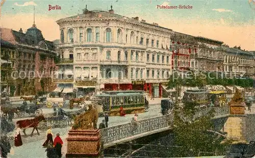 AK / Ansichtskarte Berlin Potsdamer Bruecke Verkehr Strassenbahn Pferdekutschen Kat. Berlin