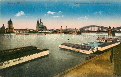 AK / Ansichtskarte Koeln Rhein Rheinpromenade mit Hohenzollernbruecke Koelner Dom Kat. Koeln