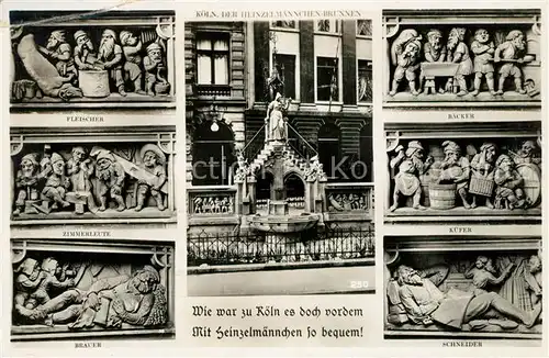 AK / Ansichtskarte Koeln Rhein Heinzelmaennchenbrunnen Reliefs Rheingold Serie Nr 252 Kat. Koeln