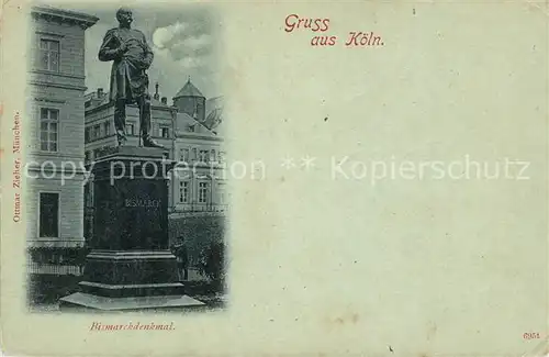 AK / Ansichtskarte Koeln Rhein Bismarckdenkmal Statue im Mondschein Kat. Koeln
