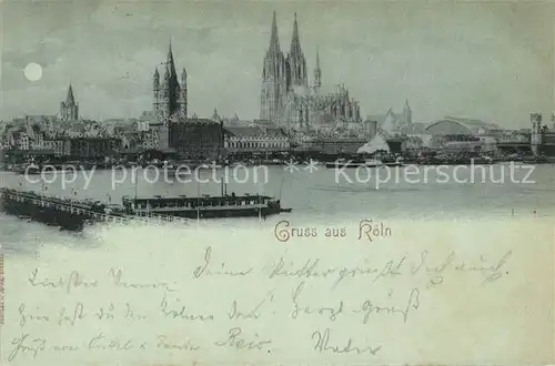 AK / Ansichtskarte Koeln Rhein Blick ueber den Rhein zur Stadt Koelner Dom im Mondschein Reichspost Kat. Koeln
