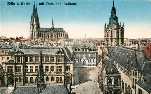 AK / Ansichtskarte Koeln Rhein Stadtpanorama mit Dom und Rathaus Kat. Koeln