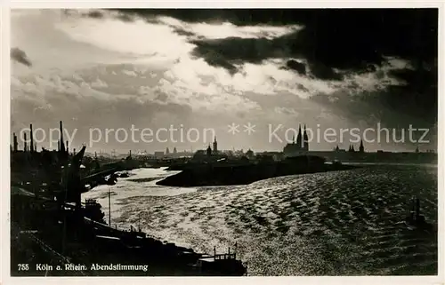 AK / Ansichtskarte Koeln Rhein Abendstimmung Kat. Koeln