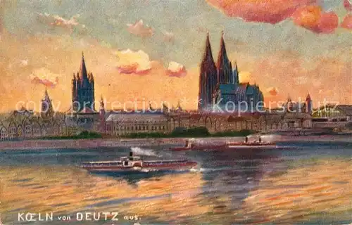 AK / Ansichtskarte Koeln Rhein Rheinpartie mit Dom Kat. Koeln