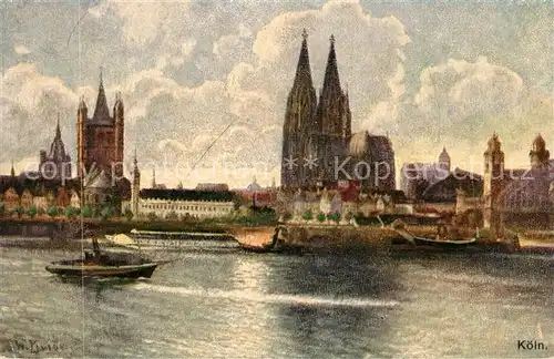 AK / Ansichtskarte Koeln Rhein Rheinpartie mit Dom Kat. Koeln