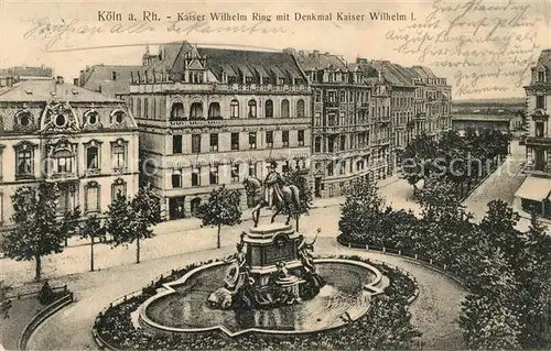 AK / Ansichtskarte Koeln Rhein Kaiser Wilhelm Ring mit Denkmal Kaiser Wilhelm I Kat. Koeln