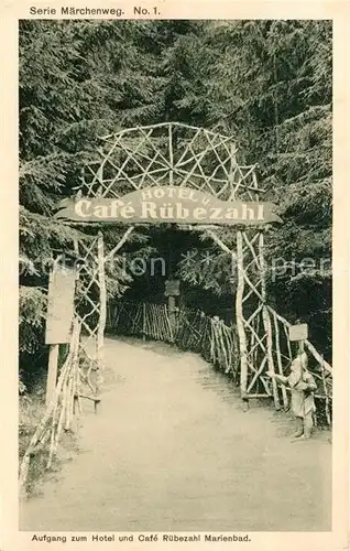 AK / Ansichtskarte Marienbad Tschechien Boehmen Aufgang zum Hotel und Cafe Ruebezahl Kat. Marianske Lazne