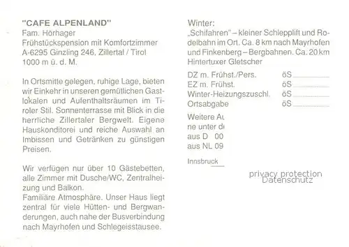 AK / Ansichtskarte Ginzling Cafe Alpenland Kat. Mayrhofen
