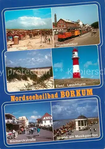 AK / Ansichtskarte Borkum Nordseebad Suedstrand Inselbahnhof Leuchtturm  Kat. Borkum