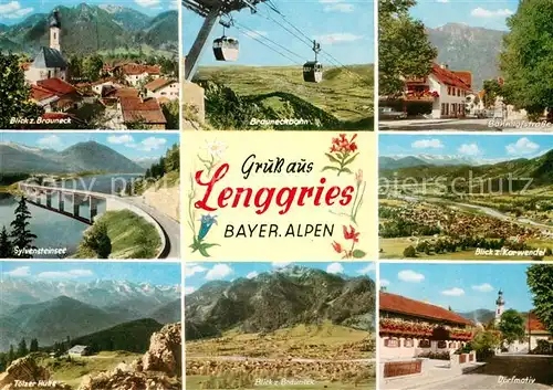 AK / Ansichtskarte Lenggries Brauneck Brauneckbahn Sylvensteinsee Toelzer Huette Karwendel Kat. Lenggries