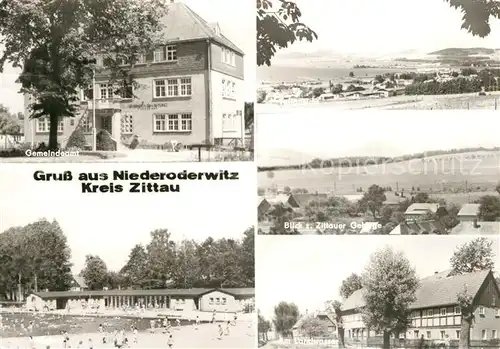 AK / Ansichtskarte Niederoderwitz Schwimmbad Zittauer Gebirge Gemeindeamt Kat. Oderwitz