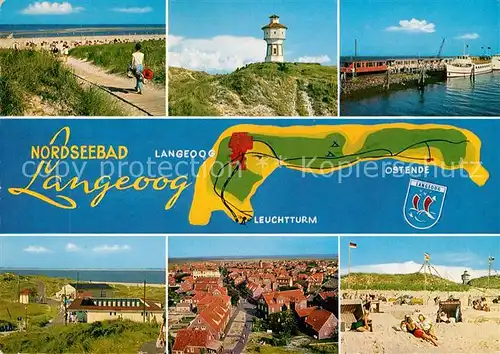 AK / Ansichtskarte Langeoog Nordseebad Strand Panorama Wasserturm Anleger Umkleidekabinen  Kat. Langeoog