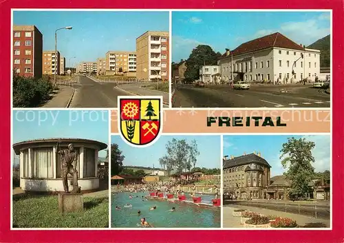 AK / Ansichtskarte Freital Strasse der Deutsch Sowjetischen Freundschaft Glueckaufbad HO Gaststaette Goldener Loewe Kat. Freital
