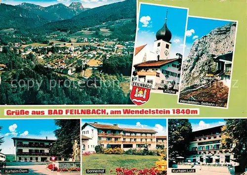 AK / Ansichtskarte Bad Feilnbach Kirche Wendelstein Seilbahn Kurheim Diem Sonnenhof Kurheim Lutz Kat. Bad Feilnbach