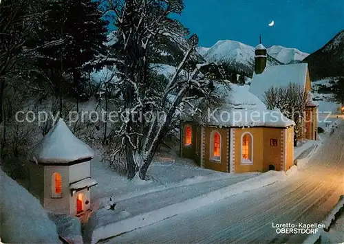 AK / Ansichtskarte Oberstdorf Loretto Kapellen Winterlandschaft Nachtaufnahme Kat. Oberstdorf