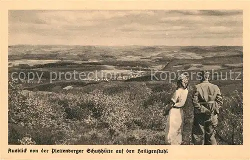 AK / Ansichtskarte Plettenberg Ausblick von Plettenberger Schutzhuette auf den Heiligenstuhl Landschaftspanorama Kat. Plettenberg