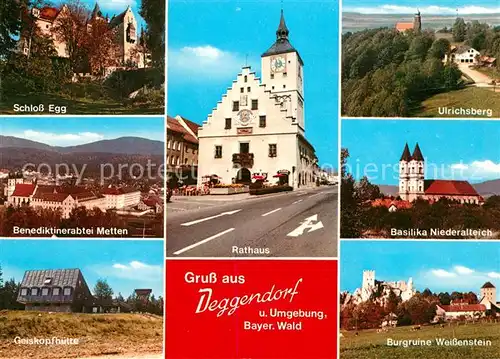 AK / Ansichtskarte Deggendorf Donau Rathaus Basilika Niederalteich Schloss Egg Kat. Deggendorf