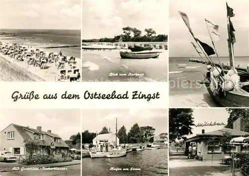 AK / Ansichtskarte Zingst Ostseebad Kurhaus Milchbar Hafen Gaststaette Fischerklause Kat. Zingst Darss