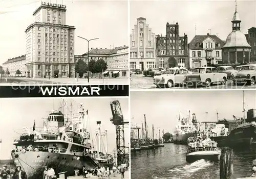 AK / Ansichtskarte Wismar Mecklenburg Platz des Friedens Hafen Markt Schiff Albartos
