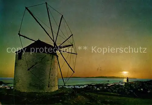 AK / Ansichtskarte Tinos Windmuehle Abendstimmung Kat. Insel Tinos aegaeis