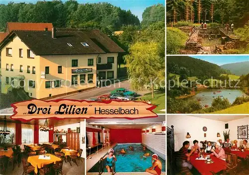 AK / Ansichtskarte Hesselbach Odenwald Gasthaus Pension Drei Lilien Hallenbad Kat. Hesseneck