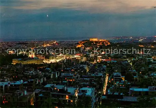 AK / Ansichtskarte Athen Griechenland Fliegeraufnahme Nachtaufnahme Kat. 