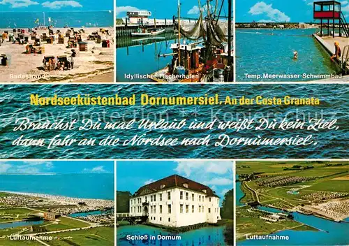 AK / Ansichtskarte Dornumersiel Badestrand Fischerhafen Meerwasser Schwimmbad Schloss  Kat. Dornum