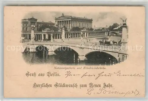 AK / Ansichtskarte Berlin Nationalgallerie und Friedrichsbruecke ueber die Spree Deutsche Reichspost Kat. Berlin