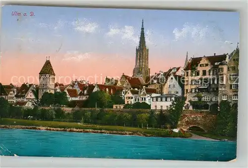 AK / Ansichtskarte Ulm Donau Blick ueber die Donau zur Altstadt Turm Ulmer Muenster Kat. Ulm