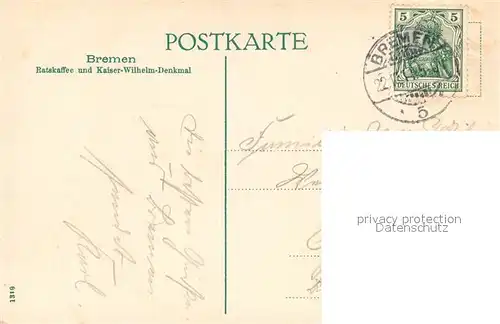 AK / Ansichtskarte Bremen Ratskaffee und Kaiser Wilhelm Denkmal Kat. Bremen
