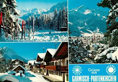 AK / Ansichtskarte Garmisch Partenkirchen Kreuzeck Karwendel Wettersteingebirge Zugspitze Alpspitze Winter Kat. Garmisch Partenkirchen
