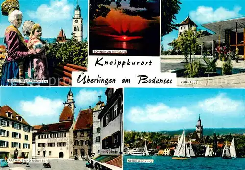 AK / Ansichtskarte ueberlingen Bodensee ueberlinger Trachten Kurhalle Rathaus Muenster Segelregatta Kat. ueberlingen