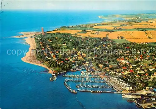 AK / Ansichtskarte Laboe Fliegeraufnahme mit Strand Hafen Kat. Laboe