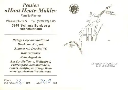 AK / Ansichtskarte Schmallenberg Pension Heute Muehle Kat. Schmallenberg