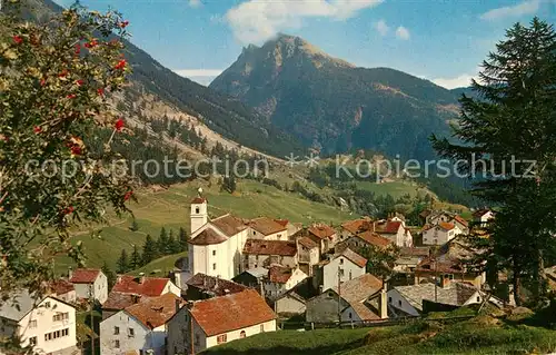 AK / Ansichtskarte Simplon Dorf Teilansicht mit Kirche Alpenpanorama im Fruehling Kat. Simplon Dorf