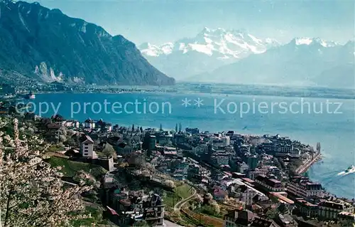 AK / Ansichtskarte Montreux VD Vue generale Lac Leman et les Dents du Midi Kat. Montreux