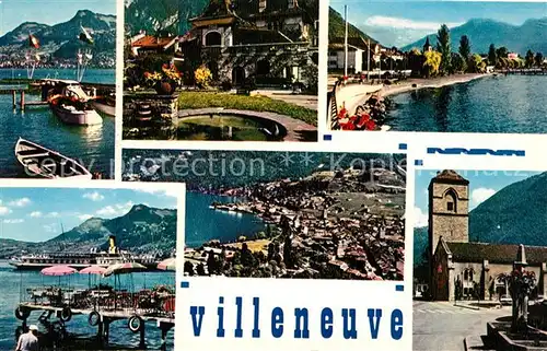 AK / Ansichtskarte Villeneuve VD Teilansichten Genfersee Alpen Kat. Villeneuve