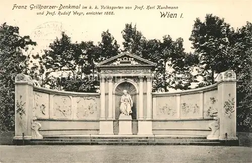 AK / Ansichtskarte Wien Franz Grillparzer Denkmal im kk Volksgarten Kat. Wien
