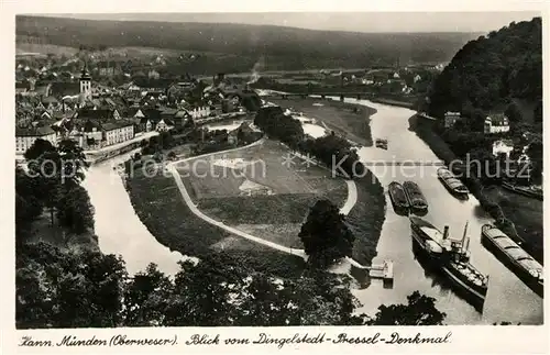 AK / Ansichtskarte Hann. Muenden Oberweser Blick vom Dingelstedt Pressel Denkmal Kat. Hann. Muenden