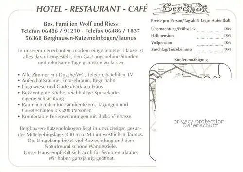 AK / Ansichtskarte Katzenelnbogen Hote Restaurant Berghof  Kat. Katzenelnbogen