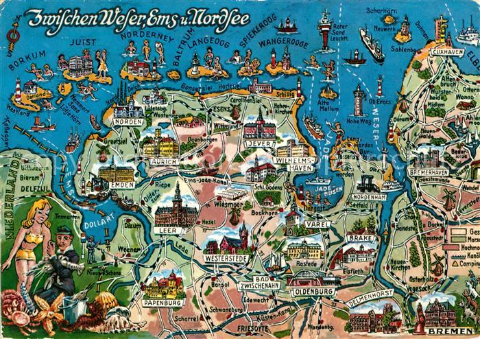 AK / Ansichtskarte Jade Jadebusen Nordsee Lageplan Kat. Jade Nr