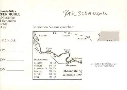 AK / Ansichtskarte Bad Schandau Gaststaette Pension Mittelndorfer Muehle Kat. Bad Schandau