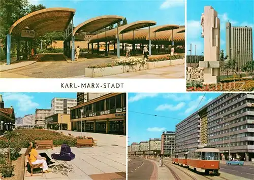 AK / Ansichtskarte Karl Marx Stadt Busbahnhof Interhotel Kongress Rosenhof Strasse der Nationen Kat. Chemnitz