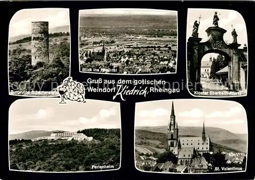 AK / Ansichtskarte Kiedrich Burgruine Scharfenstein Rheintal Kloster Eberbach Pforte Ferienheim St Valentinus Kirche Kat. Kiedrich